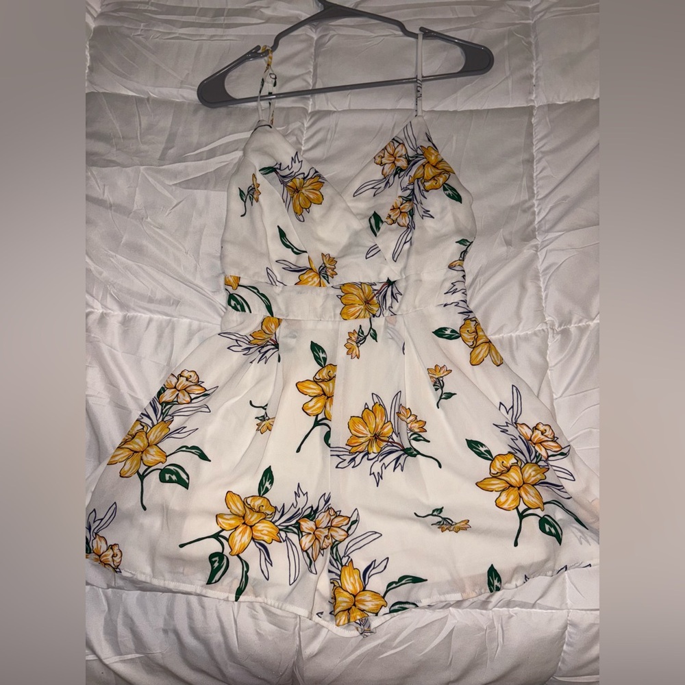 Sienna Sky White and Yellow Floral Romper
